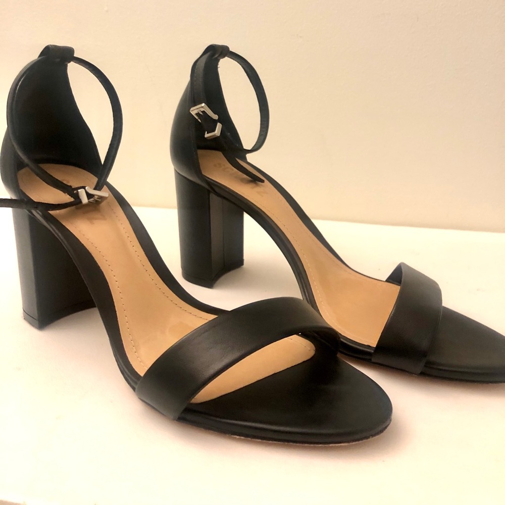 Schultz black leather block heel sandals